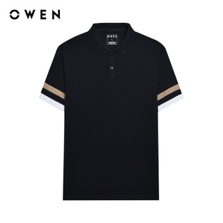 OWEN - Áo polo ngắn tay Body Fit APV243807 màu Đen chất liệu CVC Spandex