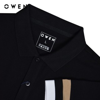 OWEN - Áo polo ngắn tay Body Fit APV243807 màu Đen chất liệu CVC Spandex