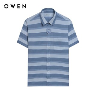 OWEN - Áo sơ mi ngắn tay Body Fit AB250114NT màu Xanh chất liệu Polyester Nano