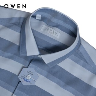 OWEN - Áo sơ mi ngắn tay Body Fit AB250114NT màu Xanh chất liệu Polyester Nano