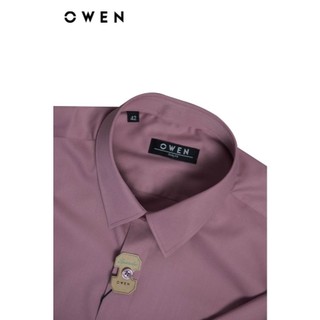 OWEN - Áo sơ mi ngắn tay Body Fit AB250083NT màu Hồng đậm chất liệu Viscose-Polyester-Spandex