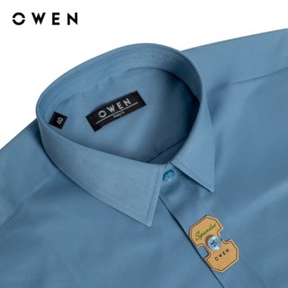 OWEN - Áo sơ mi ngắn tay Body Fit AB250086NT màu Xanh đậm chất liệu Viscose-Polyester-Spandex