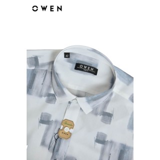 OWEN - Áo sơ mi ngắn tay Body Fit AB250124N màu Xanh đậm chất liệu Viscose-Polyester-Spandex