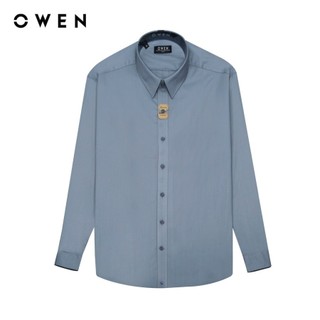 OWEN - Áo sơ mi dài tay Slim Fit AS240534D màu Ghi chất liệu Polyester-Viscose-Spandex