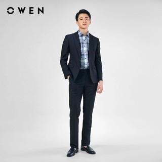 OWEN - Bộ Veston Regular Fit VES231494 màu Đen chất liệu TR Spandex