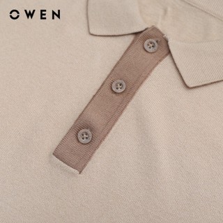 OWEN - Áo polo ngắn tay Relaxfit APV243764 màu Be chất liệu Visco - Nylon - Polyester