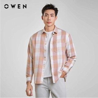 OWEN - Áo sơ mi dài tay J-Form AJ240724DT màu Be chất liệu Cotton - Polyester