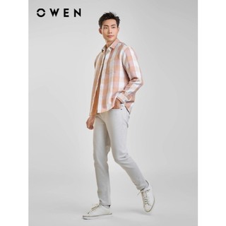 OWEN - Áo sơ mi dài tay J-Form AJ240724DT màu Be chất liệu Cotton - Polyester