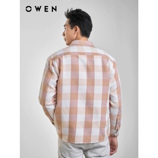 OWEN - Áo sơ mi dài tay J-Form AJ240724DT màu Be chất liệu Cotton - Polyester