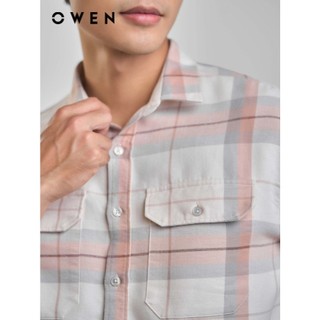 OWEN - Áo sơ mi dài tay J-Form AJ240725DT màu Be chất liệu Cotton - Polyester