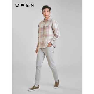 OWEN - Áo sơ mi dài tay J-Form AJ240725DT màu Be chất liệu Cotton - Polyester