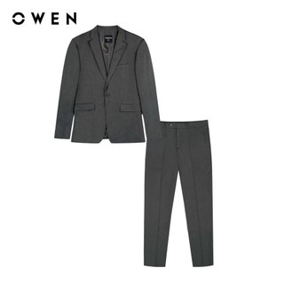 OWEN - Bộ Veston Slim Fit VES231683 màu Ghi chất liệu Polyester Rayon Spandex