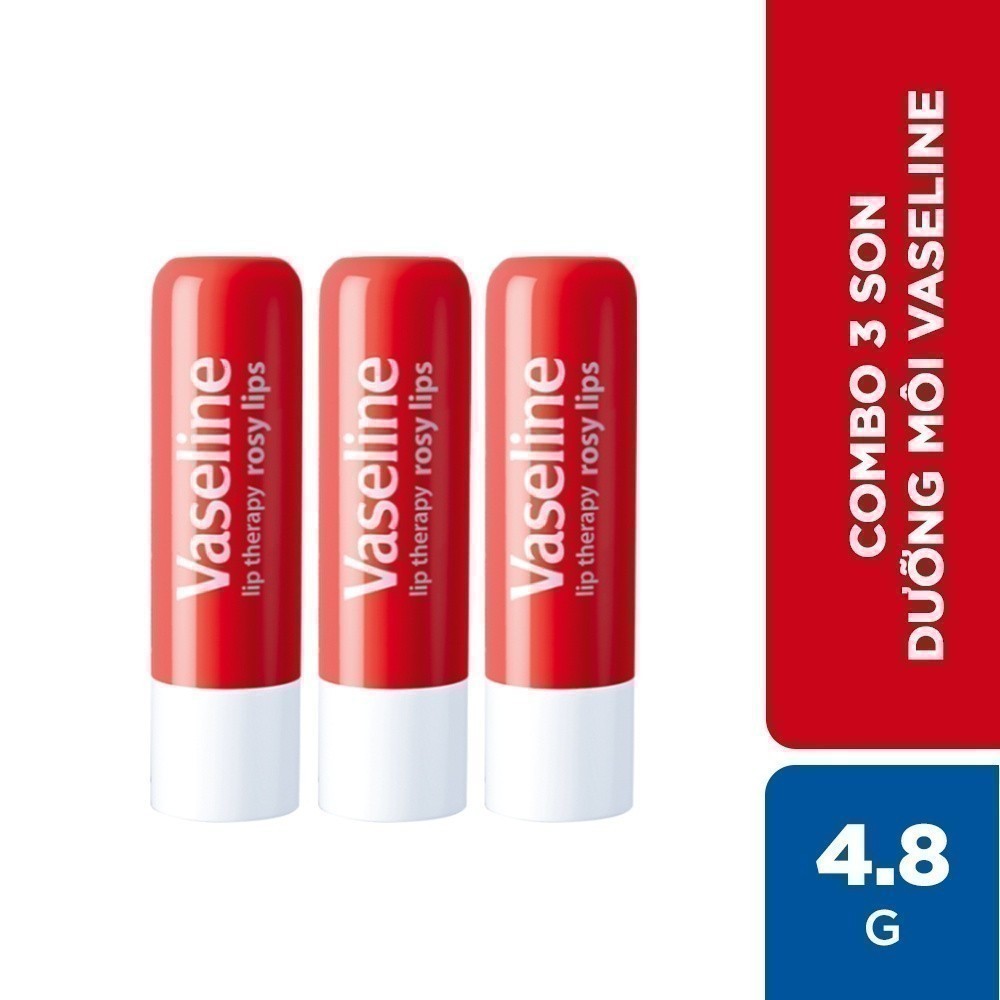 Bộ 3 son dưỡng môi Vaseline Lip Care Hồng Xinh dạng thỏi 4.8g