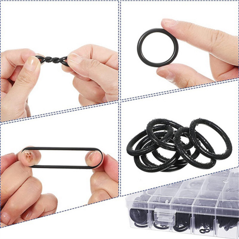 Hộp 400 gioăng cao su và 200 ron cao su chất lượng thay thế băng tan, ron chỉ cao su 24 size chịu dầu, nhiệt độ cao