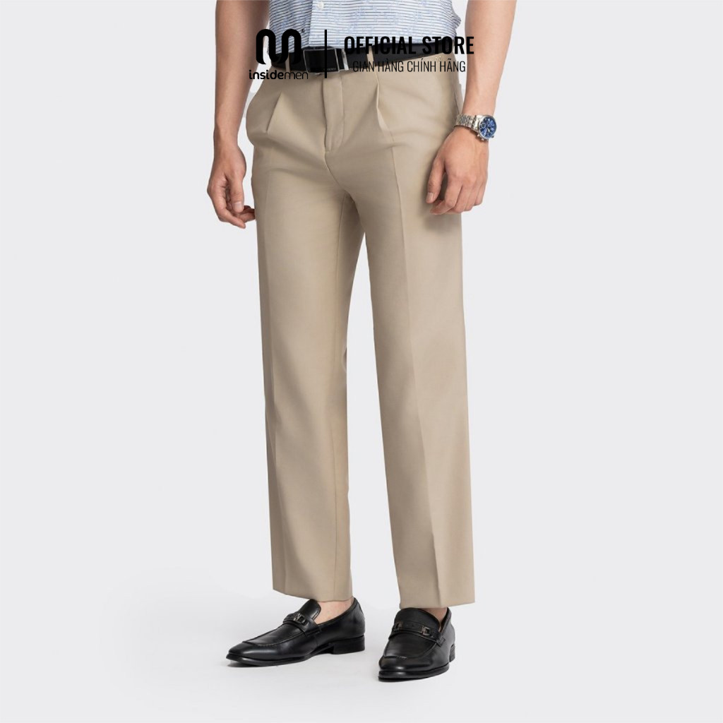 Quần tây nam trung niên ống suông INSIDEMEN chất vải polyester bền màu form classic cao cấp 6TR0010Z