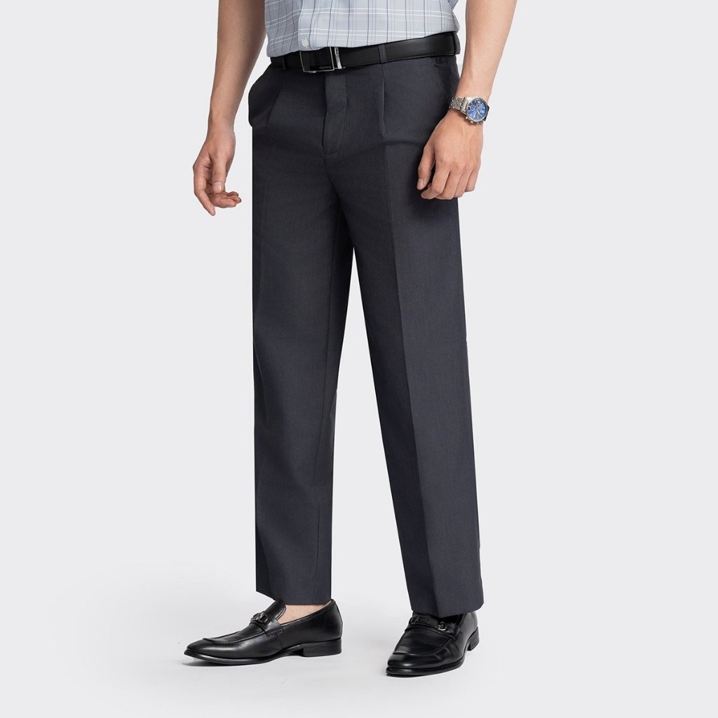 Quần tây nam trung niên ống suông INSIDEMEN chất vải polyester bền màu form classic cao cấp 6TR0010Z