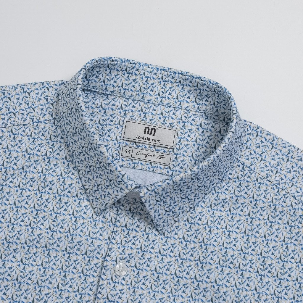 Áo sơ mi ngắn tay nam INSIDEMEN slim fit với kiểu dáng thời thượng, lịch lãm ISS024AZ