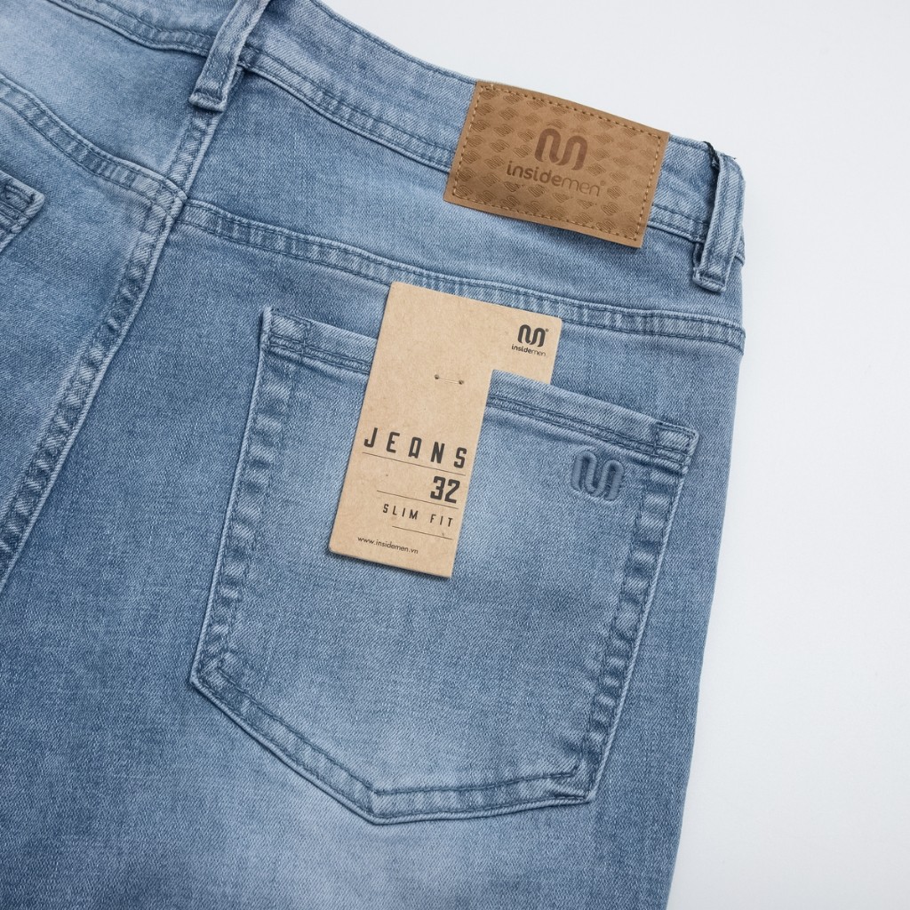 Quần jeans slim fit INSIDEMEN mẫu mới 2024 phong cách trẻ trung, năng động IJN0400Z