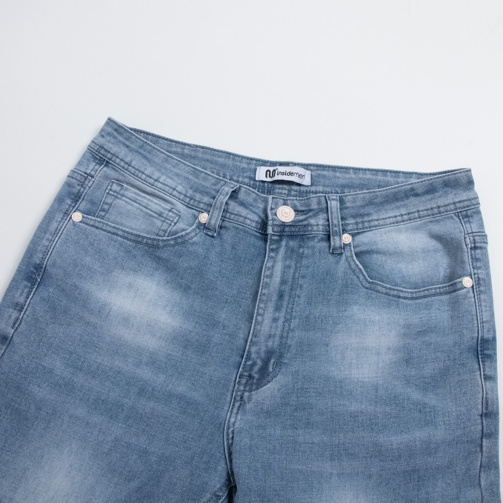 Quần jeans slim fit INSIDEMEN mẫu mới 2024 phong cách trẻ trung, năng động IJN0400Z