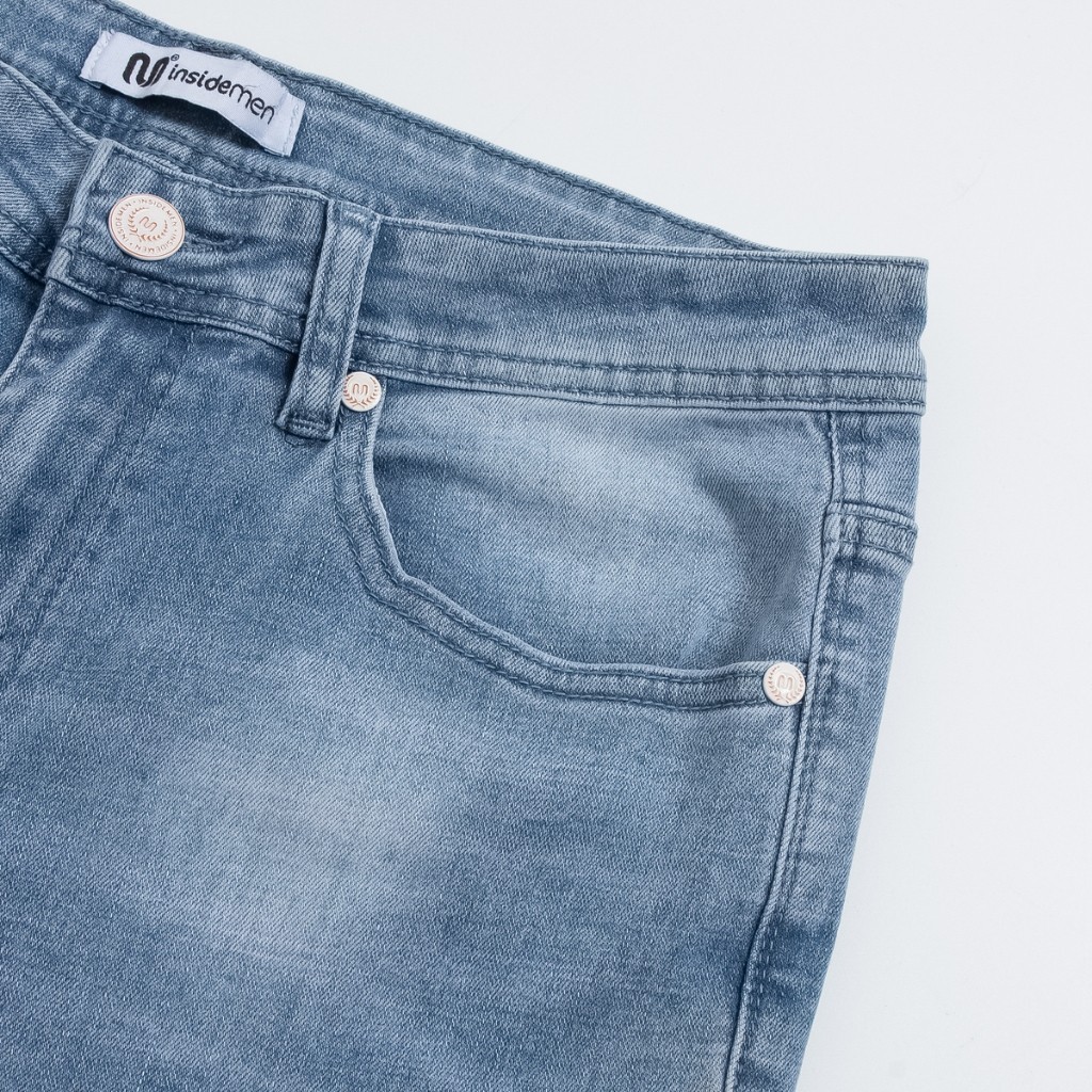 Quần jeans slim fit INSIDEMEN mẫu mới 2024 phong cách trẻ trung, năng động IJN0400Z