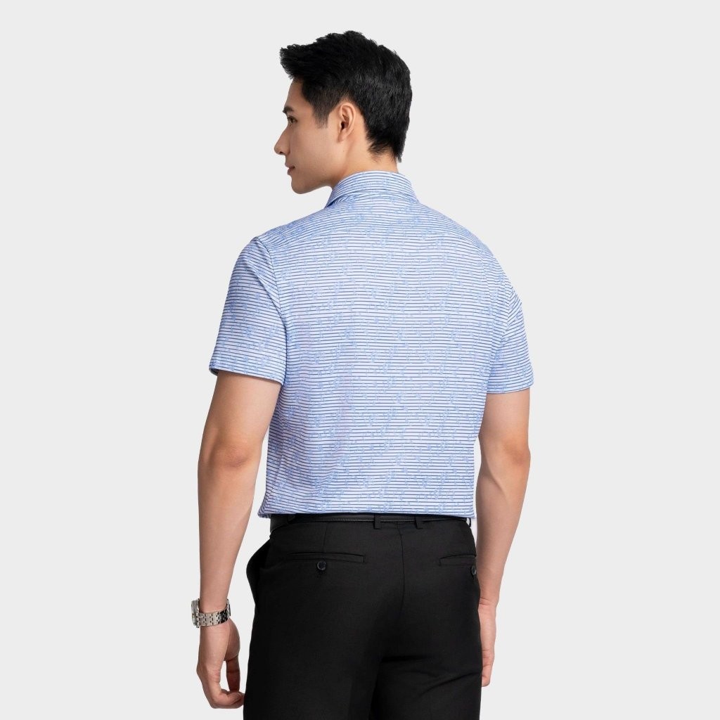 Áo Sơ Mi Kẻ Ngắn Tay Nam INSIDEMEN In Hoạ Tiết Form Ôm ISS035AZ