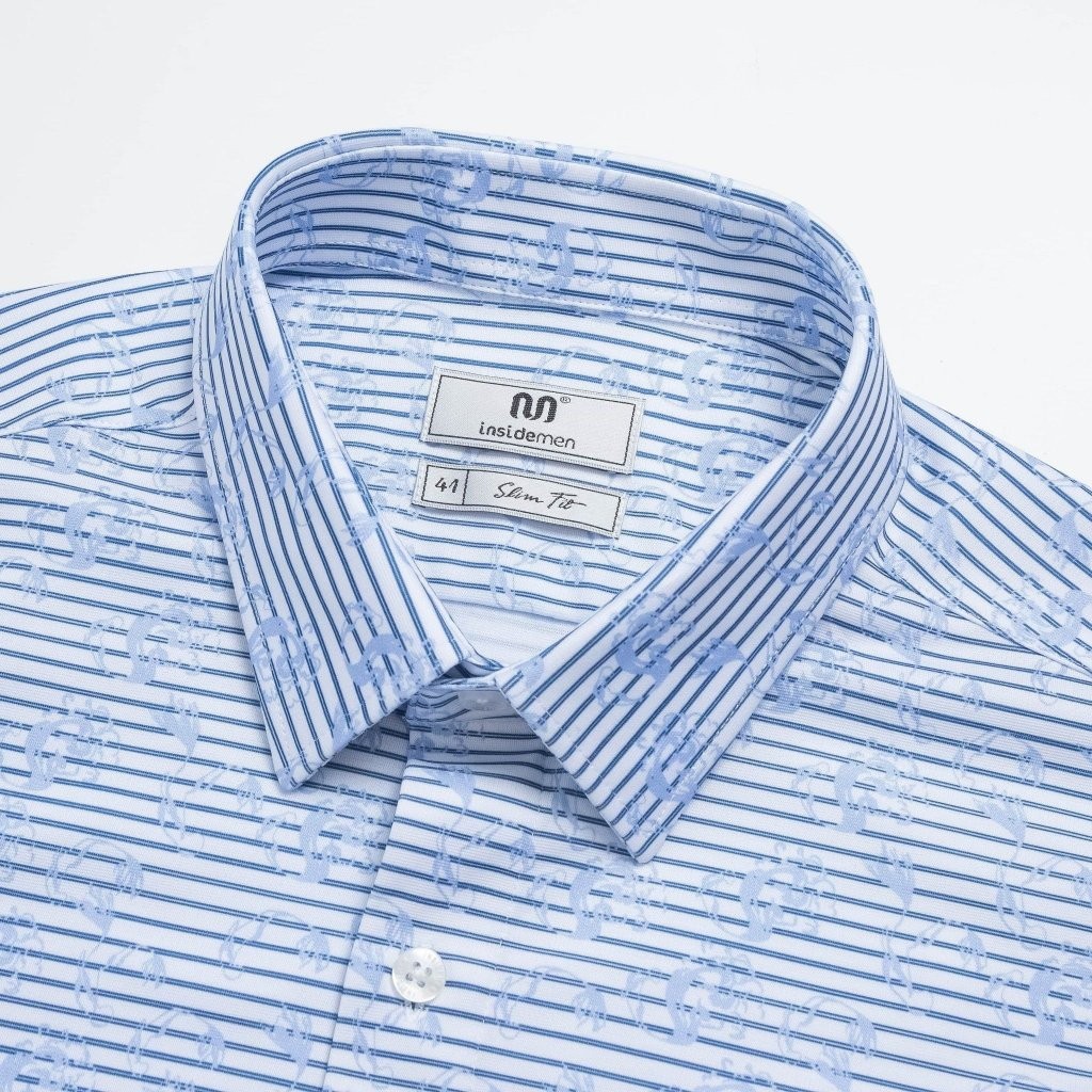 Áo Sơ Mi Kẻ Ngắn Tay Nam INSIDEMEN In Hoạ Tiết Form Ôm ISS035AZ