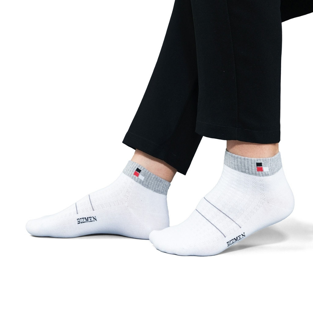 Combo 3 đôi tất cổ trung Bizmen cotton thấm hút mồ hôi tốt co giãn êm ái kháng khuẩn BSC008EDP03