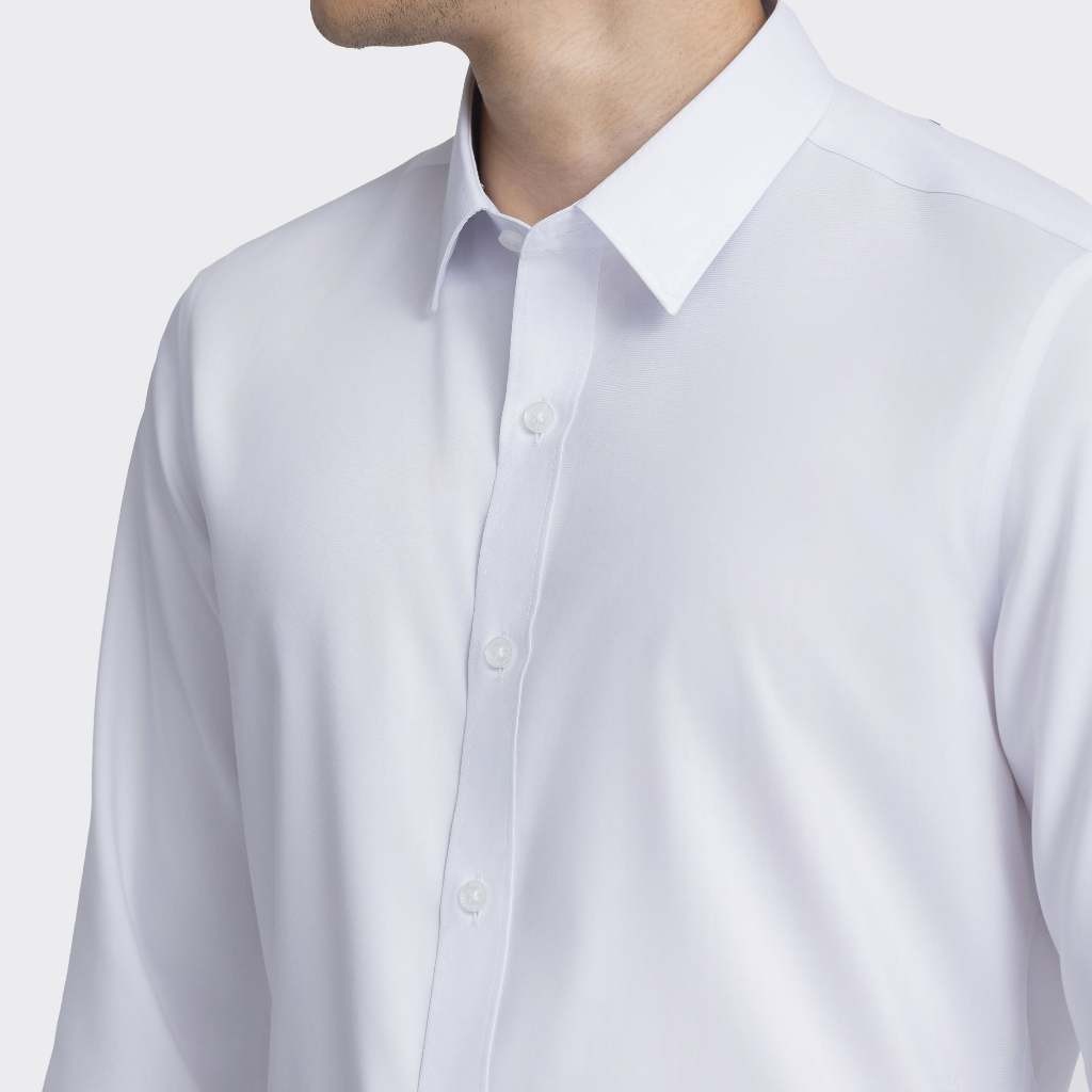 Áo sơ mi công sở slim fit dài tay INSIDEMEN màu trắng basic Có Chữ Sau Lưng,polyester bền màu ILS0690Z