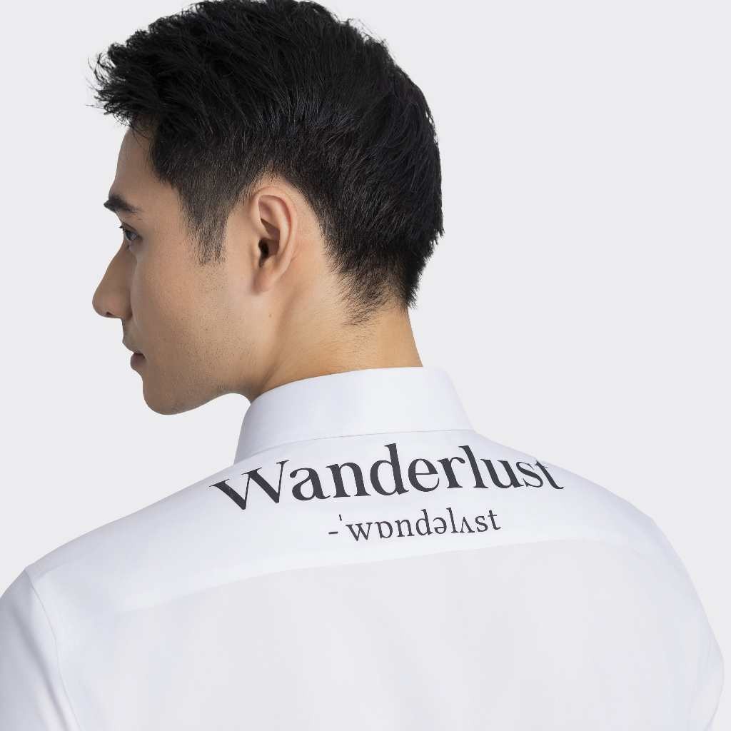 Áo sơ mi công sở slim fit dài tay INSIDEMEN màu trắng basic Có Chữ Sau Lưng,polyester bền màu ILS0690Z