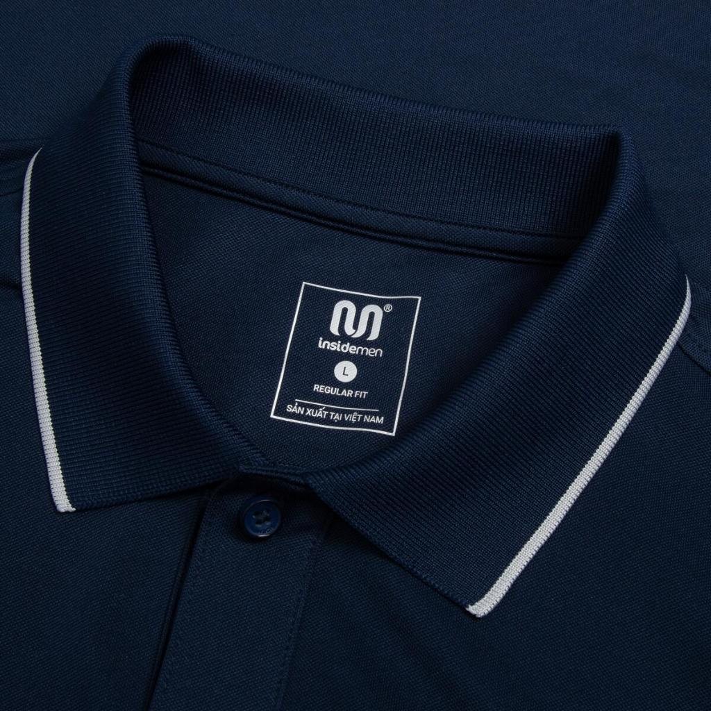 Áo polo nam INSIDEMEN thiết kế viền tinh tế, lịch sự, chất vải polyester cực bền màu IPS075S3