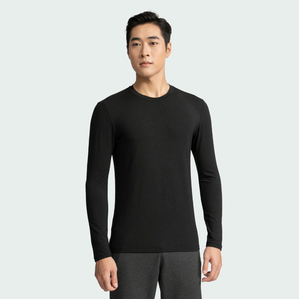 INSIDEMEN Áo Giữ Nhiệt Dài Tay Nam Thiết Kế Cổ Tròn Bo Rib Form Body Fit ILT019BZ