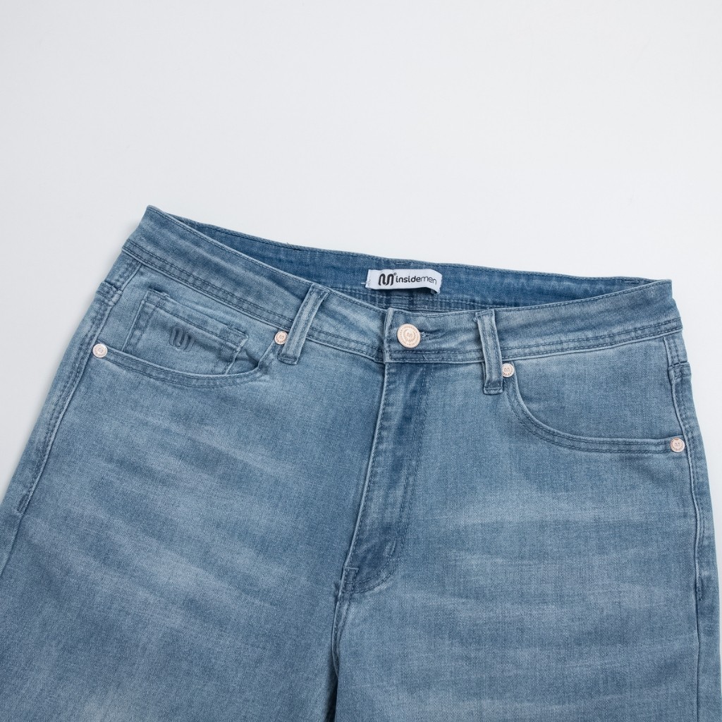 Quần jeans nam INSIDEMEN Regular fit trẻ trung, năng động Co giãn tốt IJN0380Z