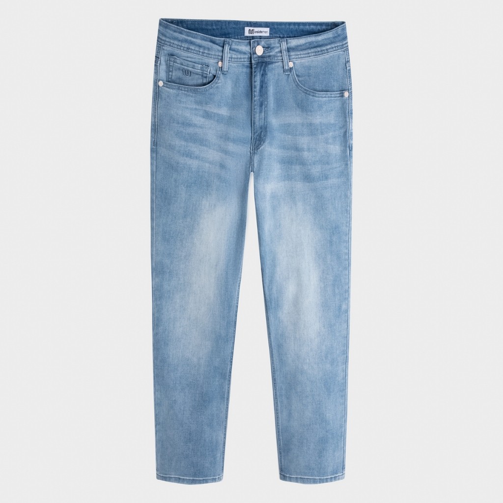 Quần jeans nam INSIDEMEN Regular fit trẻ trung, năng động Co giãn tốt IJN0380Z