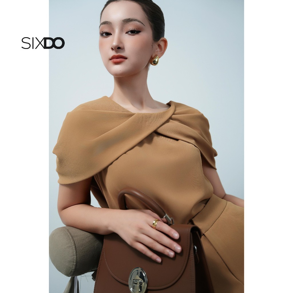Ảnh Quần nữ nâu công sở SIXDO (Light Brown Silk Loose Pants) 3