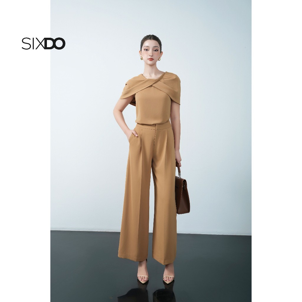 Ảnh Quần nữ nâu công sở SIXDO (Light Brown Silk Loose Pants) 4