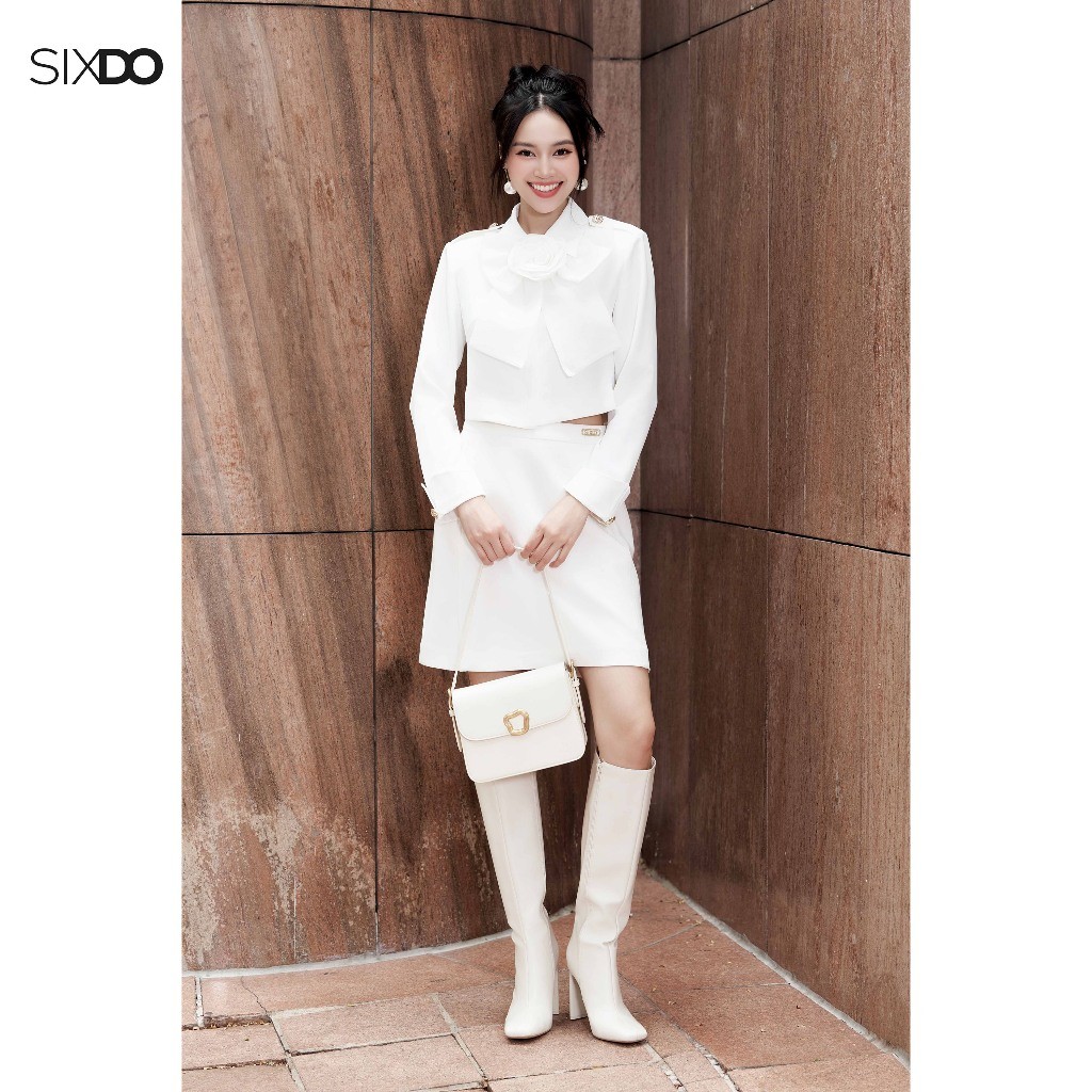 Ảnh Chân váy trắng dáng A ngắn SIXDO (White Mini Woven Woven Skirt) 1
