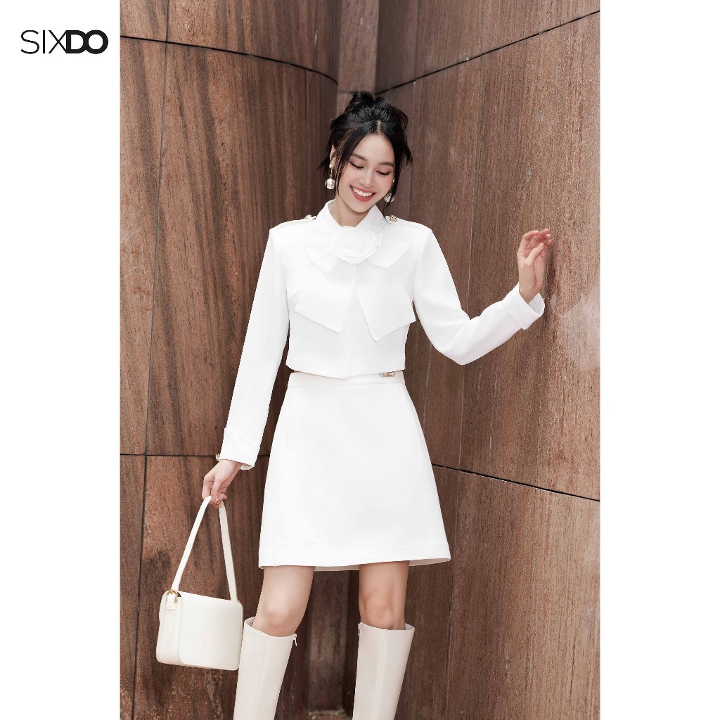 Ảnh Chân váy trắng dáng A ngắn SIXDO (White Mini Woven Woven Skirt) 3