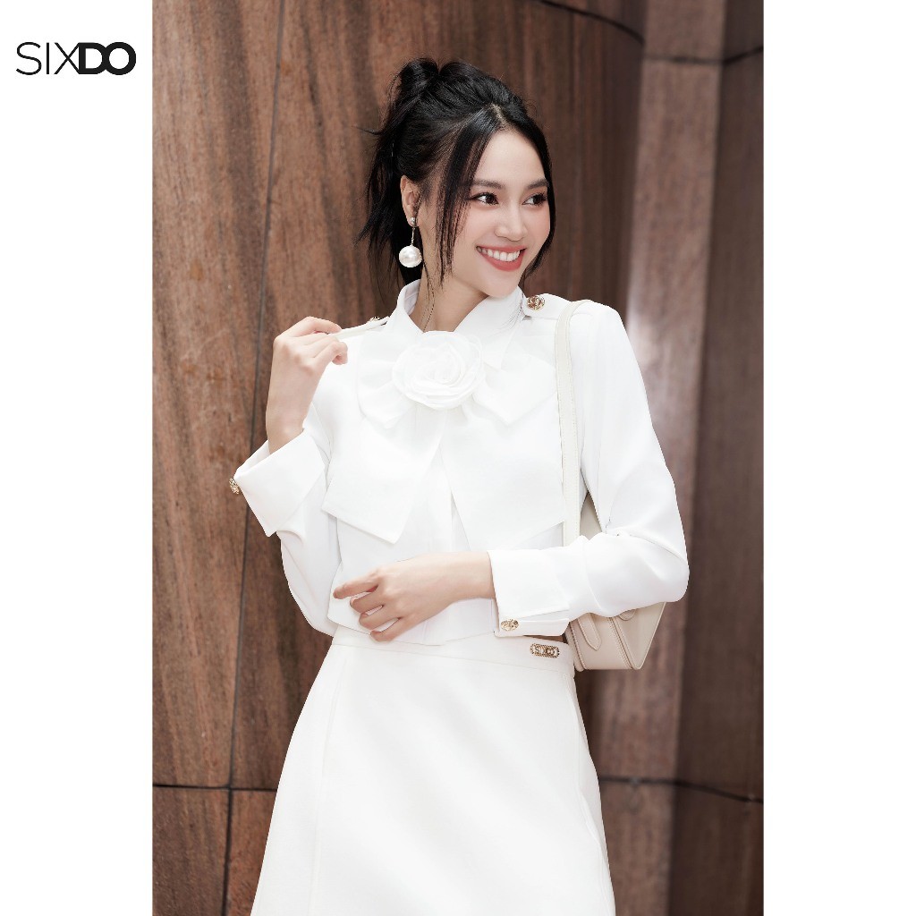 Ảnh Chân váy trắng dáng A ngắn SIXDO (White Mini Woven Woven Skirt) 2