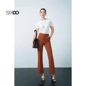 Quần âu nữ cúc SIXDO (Ochre Woven Flared Pants)