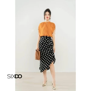 Áo chiffon vai dây rút cánh dơi SIXDO (Ochre Short Sleeves Chiffon Top)