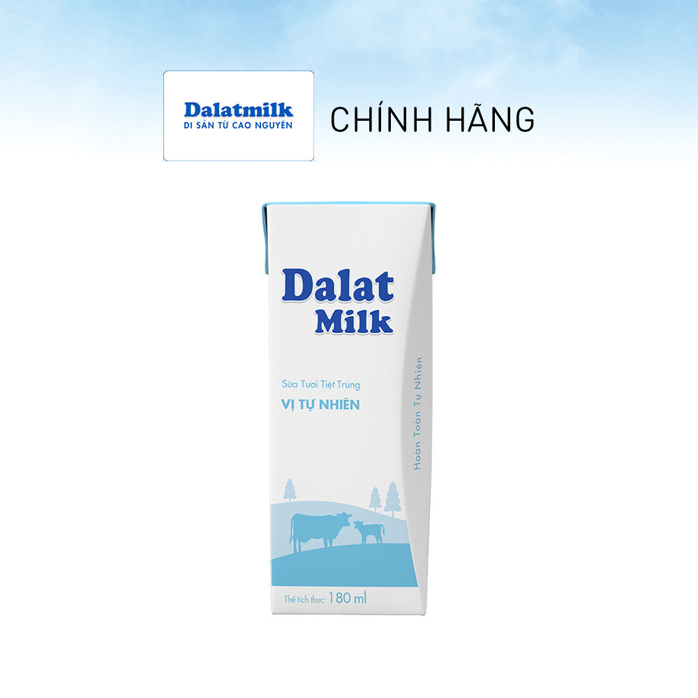 [LIVE STREAM] Thùng 48 hộp sữa tươi tiệt trùng Dalatmilk vị tự nhiên 180 ml (180 ml x 48)