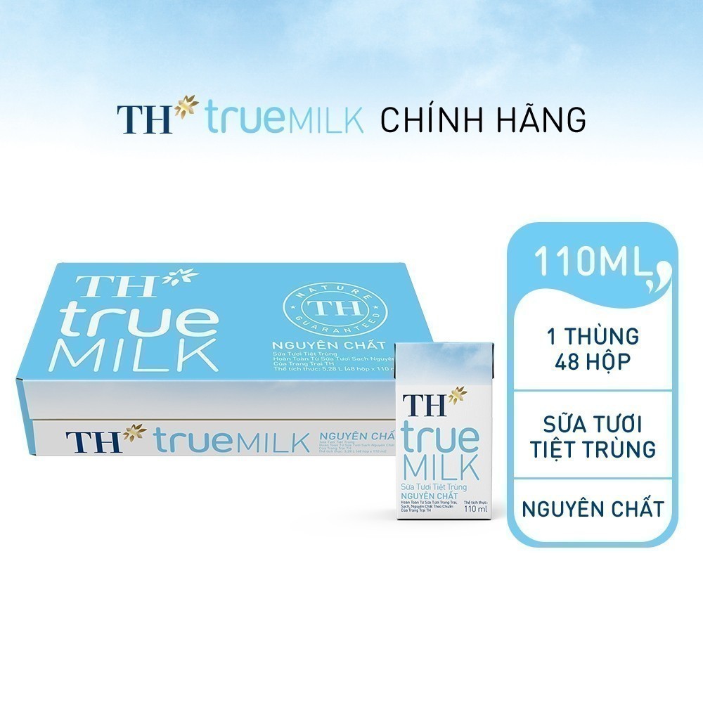 [LIVE STREAM] Thùng 48 hộp sữa tươi tiệt trùng  TH true MILK nguyên chất 110 ml (110 ml x 48)