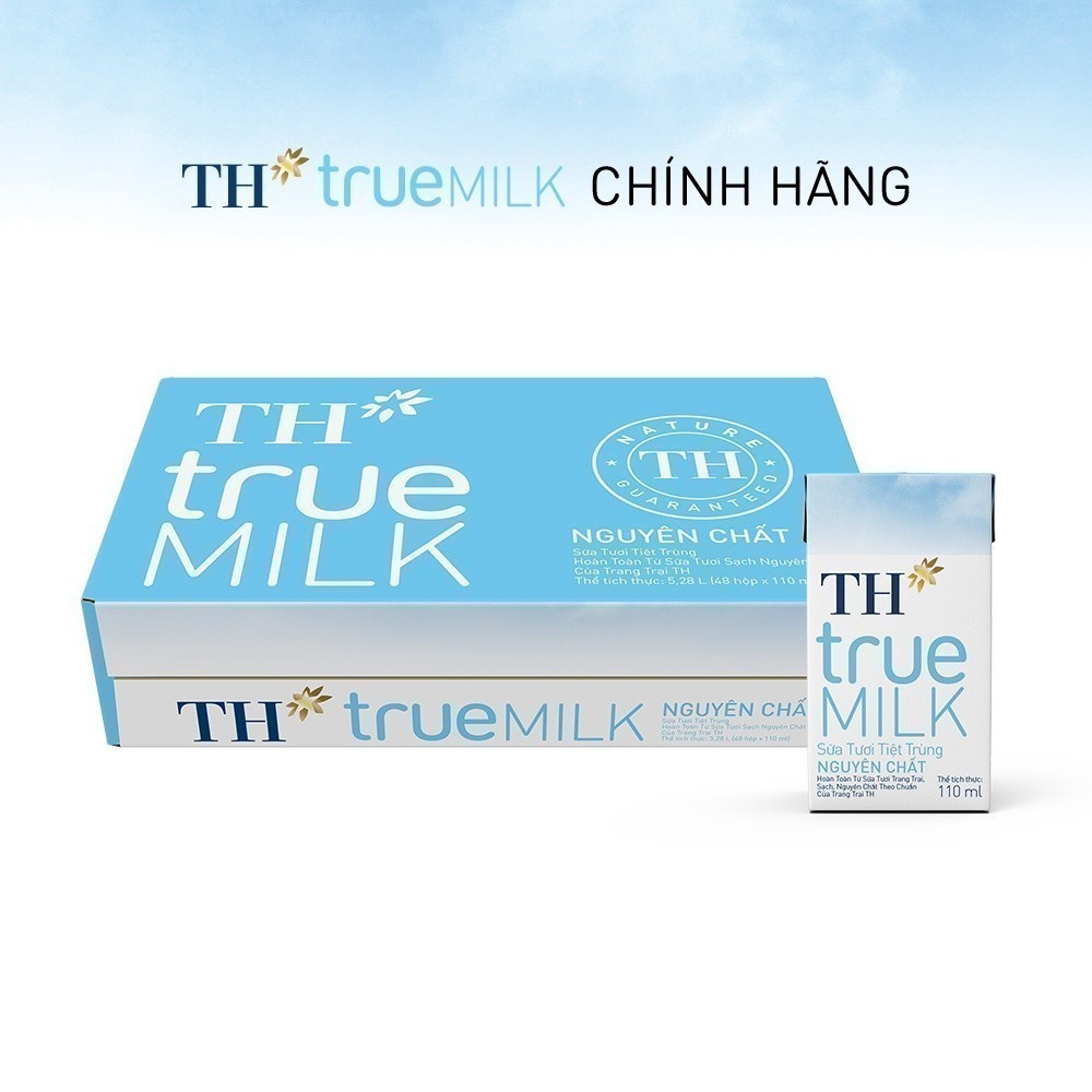 [LIVE STREAM] Thùng 48 hộp sữa tươi tiệt trùng  TH true MILK nguyên chất 110 ml (110 ml x 48)
