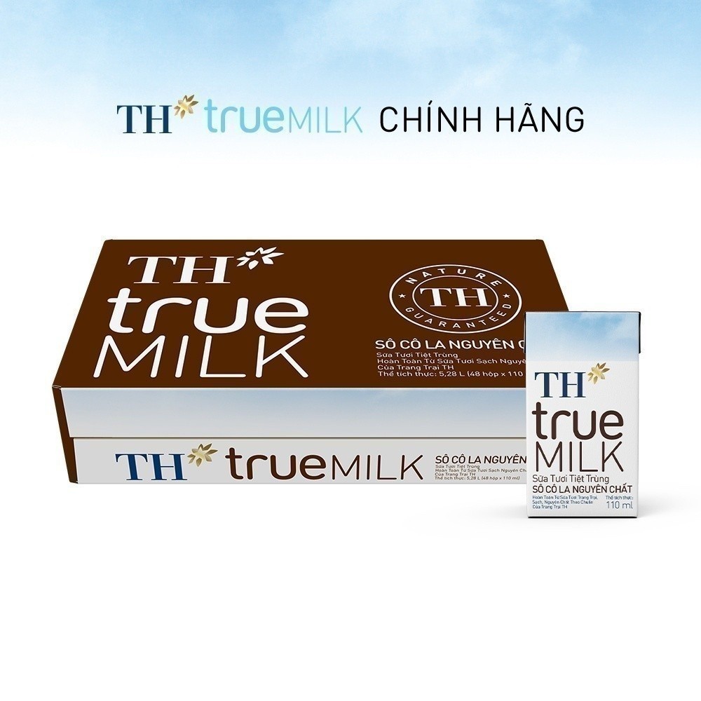[LIVE STREAM] Thùng 48 hộp sữa tươi tiệt trùng TH true MILK sôcôla nguyên chất 110 ml (110 ml x 48)