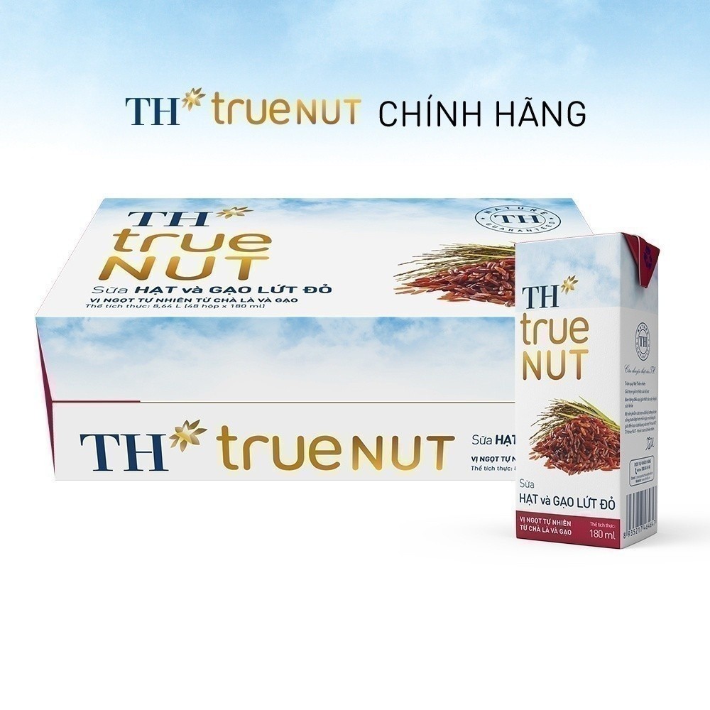 Thùng Sữa Hạt và Gạo Lứt Đỏ TH true NUT milk 180ml (48 Hộp)
