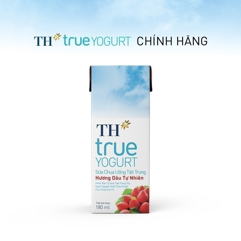Thùng Sữa Chua Uống Tiệt Trùng Hương Dâu TH True Yogurt milk 180ml (48 Hộp)
