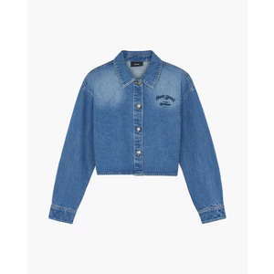 MLB - Áo sơ mi denim nữ cổ bẻ tay dài Varsity Culsive_3FDRV0144-50INS