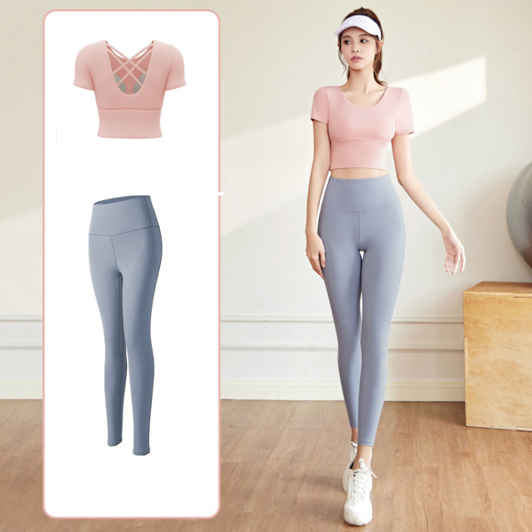 Ảnh Đồ tập gym nữ LUHAZO set quần áo tập pickleball yoga đi bộ thể dục thể thao đan chéo lưng có mút ngực MD011&MT2 1