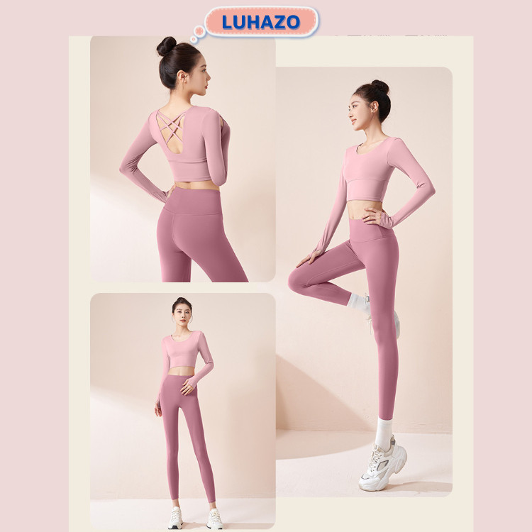 Ảnh Đồ tập gym nữ LUHAZO erobic yoga vải co giãn thấm hút mồ hôi tốt dài tay basic dễ mặc năng động 1304 T2T2 Pickleball 1