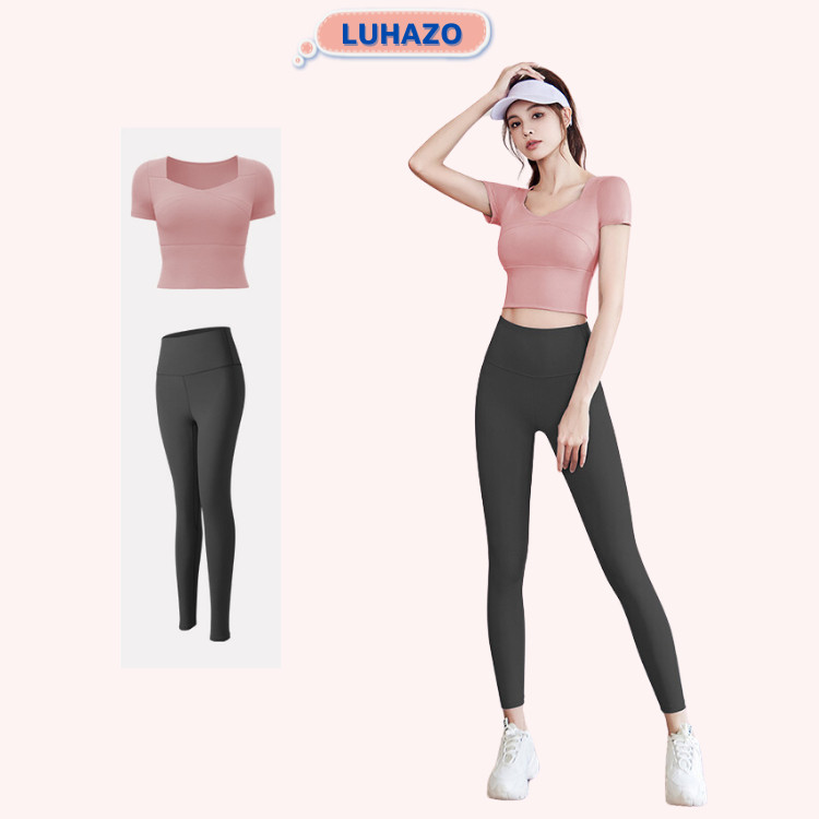 Ảnh Đồ tập gym nữ LUHAZO set bộ đồ tập yoga quần áo thể thao big size cao cấp co giãn Pickleball tặng thước dây 377 T6T3 1